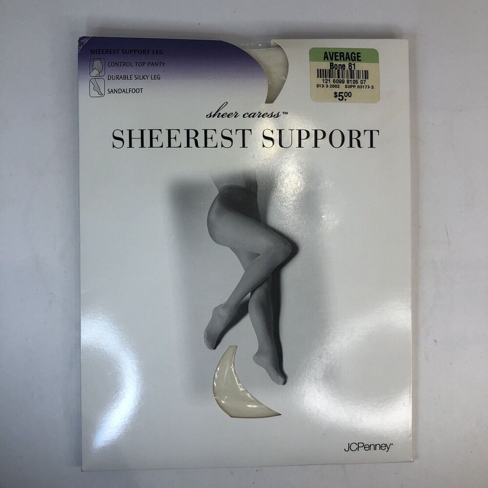 Sheer Caress Sheerest Support Control Top Pantyhose Size Average Bone 81 C3 - Picture 1 of 9